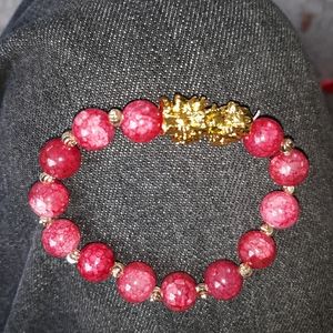 New Feng Shui Maroon and gold good luck braclet